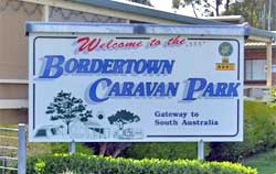 Bordertown caravan park sign