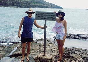 Brittney and Jack at the most northernly poiint in Australia