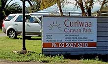 Curlwaa Caravan Park sign