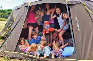 Gauntlet kids in tent