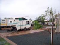 Damaged caravan at Black Rock caravan park