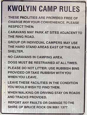 Kwolyin free camping sign