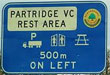 Partridge VC rest area sign