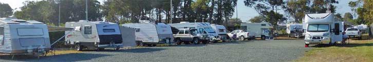 A typical sight at the ppular Sporties Tuncurry RV campsite