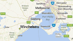 Loocation of Winchelsea, Victoria